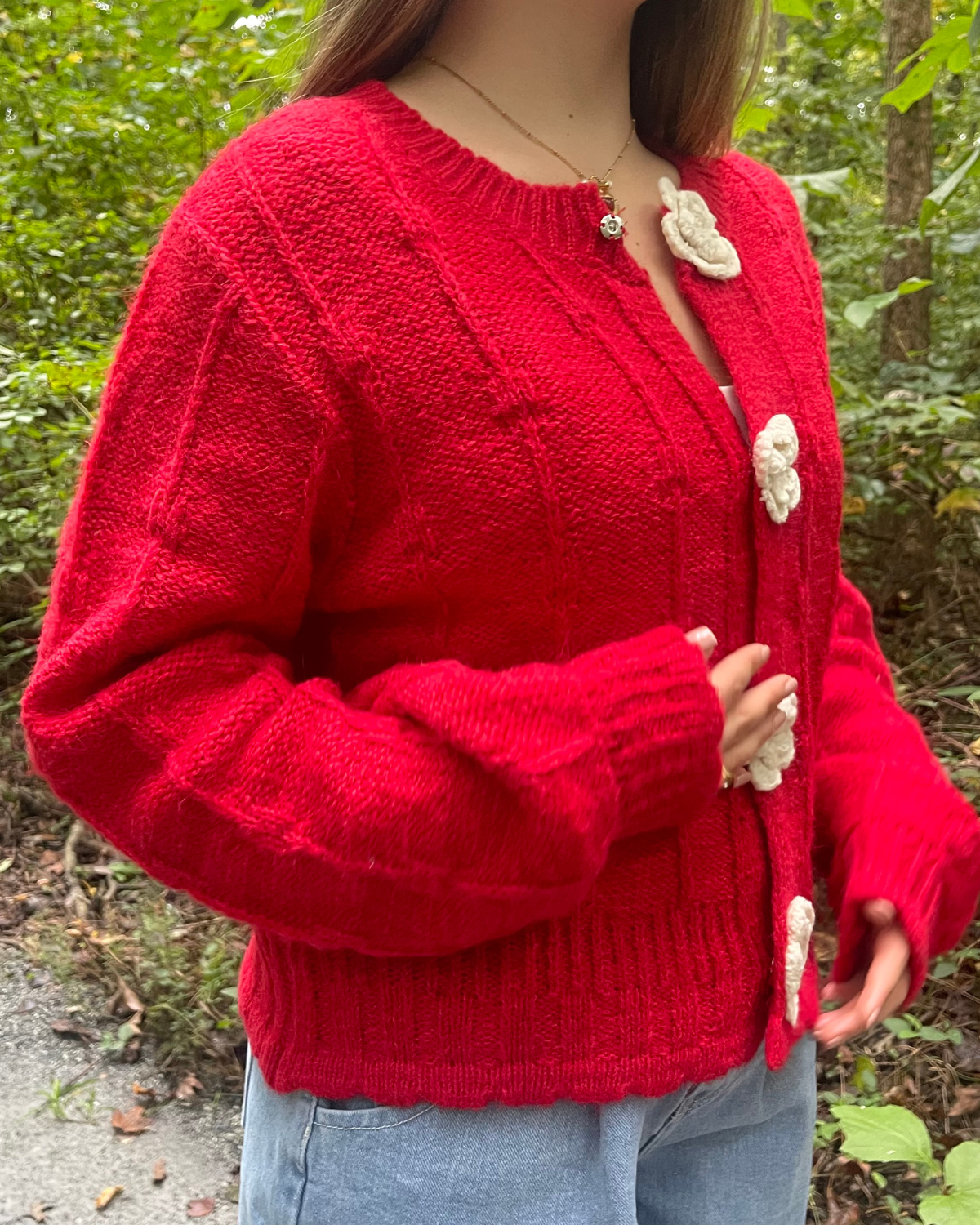 Red Floral Cardigan