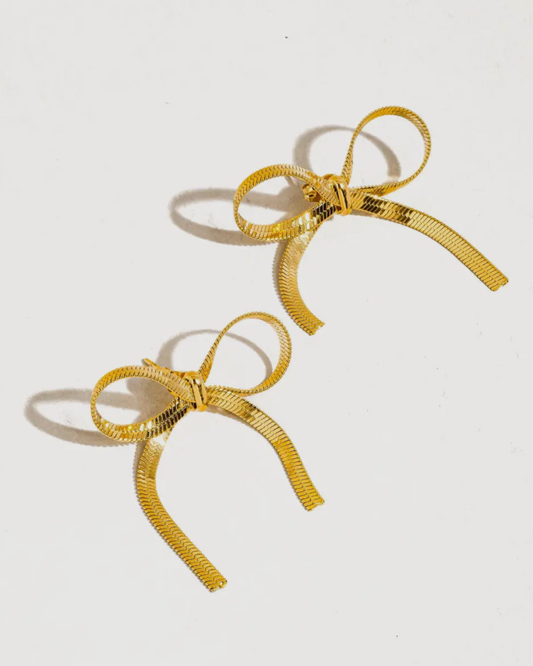 Flat Gold Bow Stud