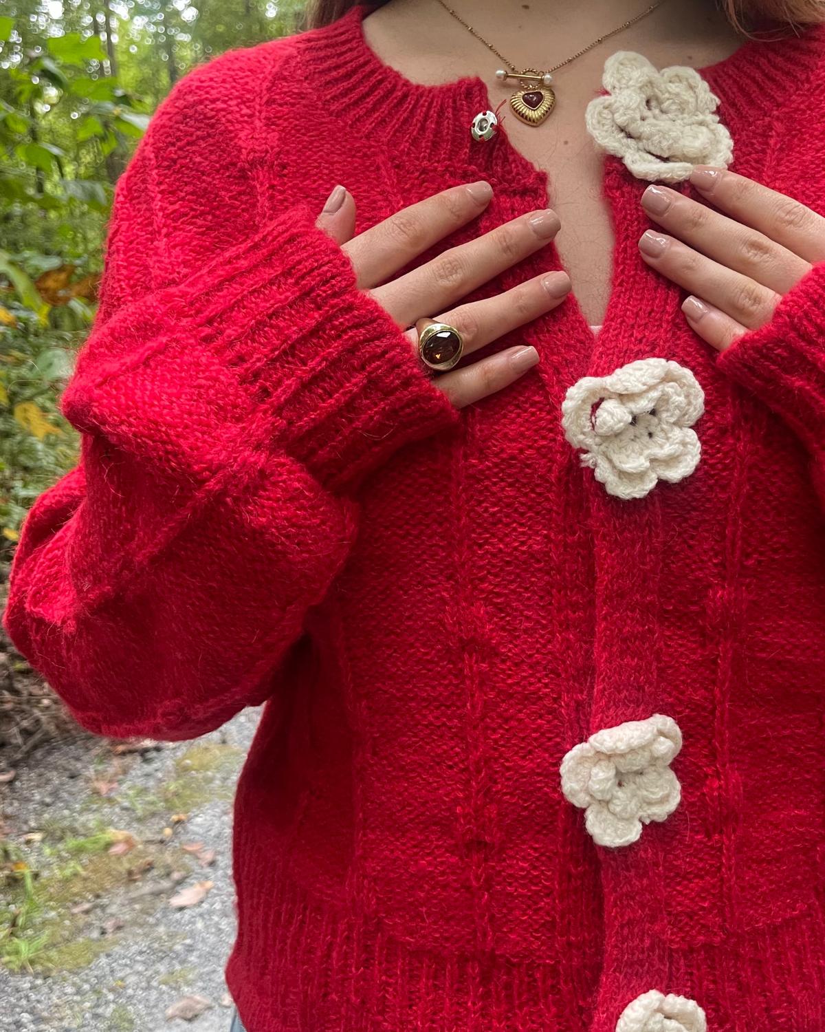 Red Floral Cardigan